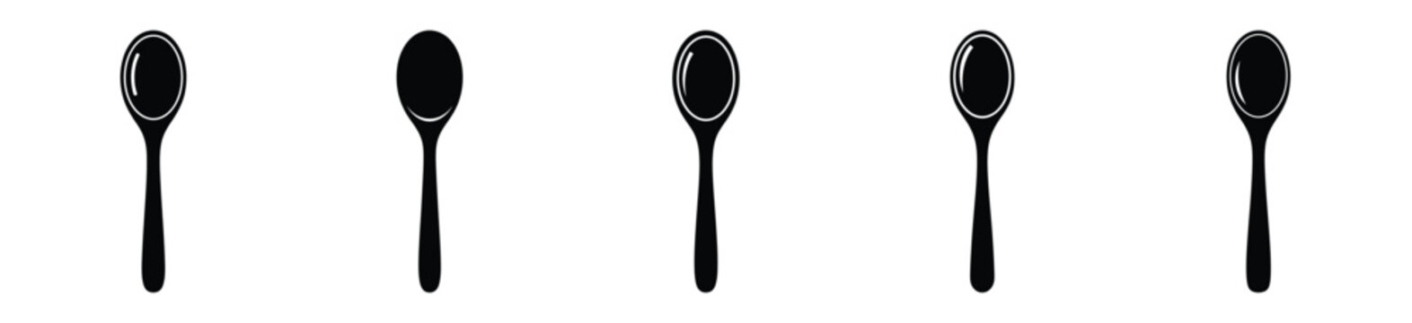 Collection of  wooden spoon silhouette icon set. cooking vector icons illustration