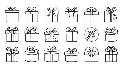 Collection of beautifully wrapped gift boxes and bows