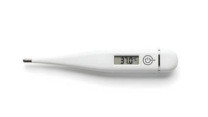 Accurate digital medical thermometer clearly displaying a body temperature of 37.0 degrees Celsius, representing essential health monitoring and well-being measurement