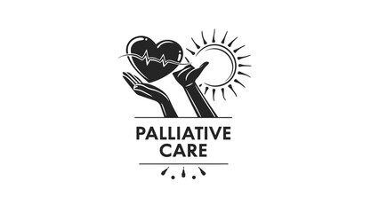 Compassionate palliative care symbol with heart and hands