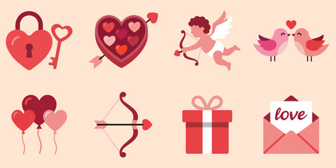 Valentine's day icon's collection. Love and affection icons