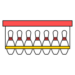 Flat Line Bowling Pins Rack with Pins in a Row Illustration
