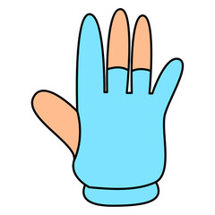 Cartoon Handdrawn Medical Glove Protection Safety Healthcare Isolated Illustration