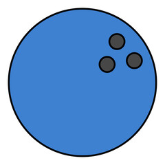 Simple Flat Color Bowling Ball with Finger Holes Sport Illustration