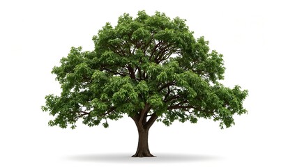 Obraz premium A solitary, majestic tree with lush green foliage, symbolizing strength and resilience, standing tall and proud. The tree, with its sturdy trunk and expansive crown.