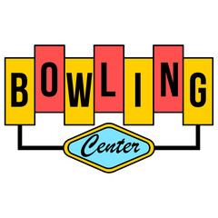 Retro Graphic Bowling Center Text Sign Logo Template Design
