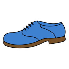 Simple Cartoon Classic Blue Leather Dress Shoe Footwear Illustration