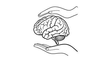 Hands cradling a brain with care and protection