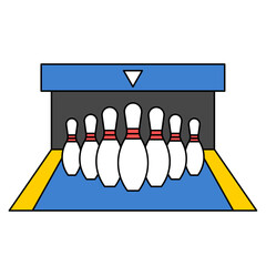 Flat Style Bowling Alley Pins Arrangement Game Recreation Illustration
