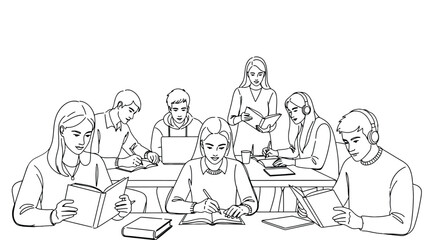 Students studying together in a collaborative learning environment