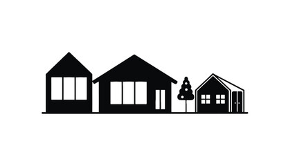 Modern homes with tree in suburban landscape