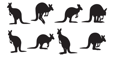 kangaroo silhouettes vector