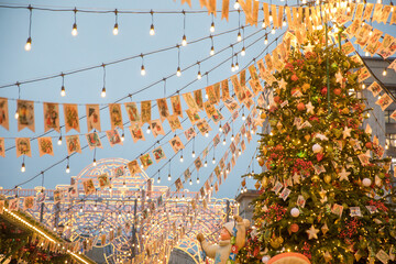 January 17, 2025, Russia, Moscow, New Year's decorations on Manezhnaya Square.