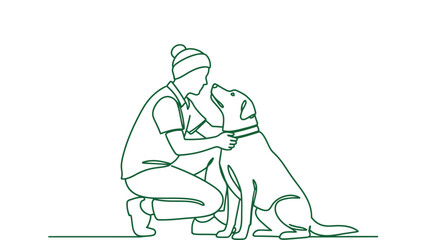 Woman and dog share a tender moment together