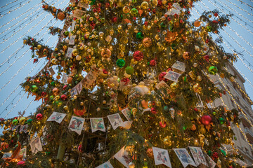 January 17, 2025, Russia, Moscow, New Year's decorations on Manezhnaya Square.