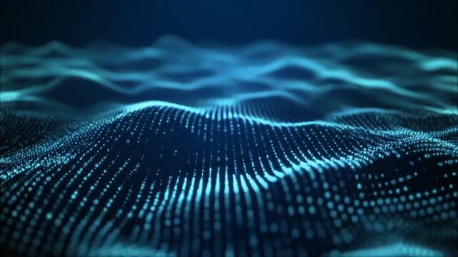 Abstract Digital Skin Waveform Visualization with Blue Particles
