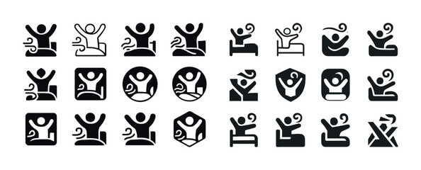 Sleep comfort icons: relaxation, rest, dream, tranquility, calmn