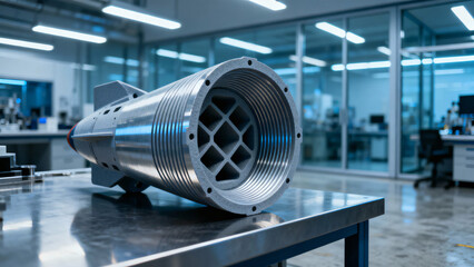 Precision Engine Component in Modern Engineering Workshop with High-Tech Equipment