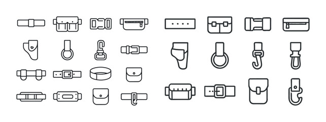 Fototapeta premium Minimalist icon set of belts, buckles, and wallets in outlined s