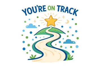 Inspirational road to success with star and positive message design