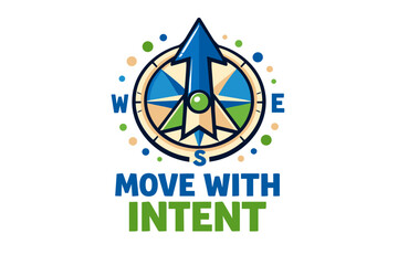 Compass emblem with arrow and motivational quote graphic design