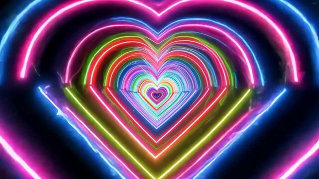 Glowing endless flight through multi-color light tubes, perfect for Valentine's Day, LGBT pride, and VJ backgrounds.