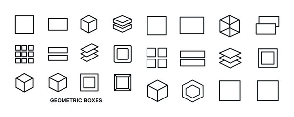 Collection of geometric box designs with various shapes and patt