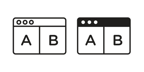 A B testing icons for designers, web developers, displays and websites