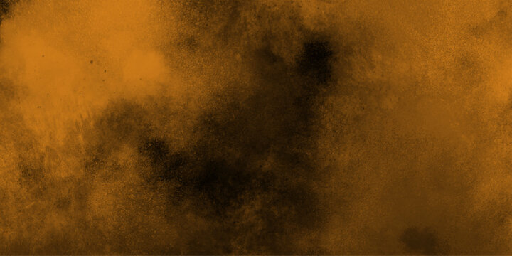 Eerie black background with billowing brown smoke on black background. old style dark brown grunge texture, brush painted . Old and grainy orange paper texture, vector,	