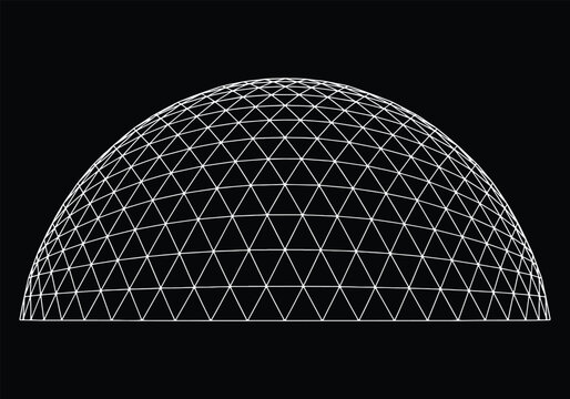 Geometric Polygon Dome Architectural Vector Illustration.
