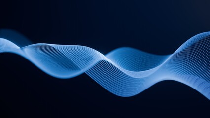Abstract Blue Digital Wave Background Representing Technology Connectivity Data Flow Fluid Motion Plexus Particles Science Innovation and Futuristic Cyber Network Design