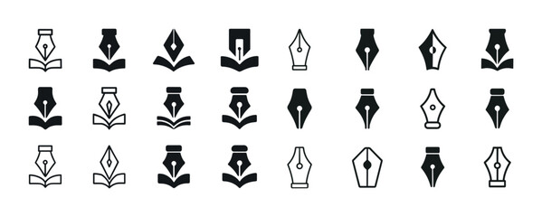 Collection of fountain pen nib icons in various styles