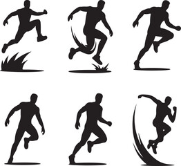 Obraz premium Dynamic silhouettes of athletes running and jumping in action