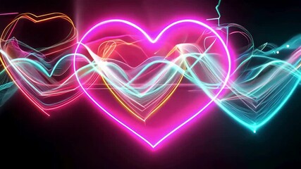 Glowing love symbol beating with music equalizer lines for Valentine's Day or VJ sets. - Powered by Adobe