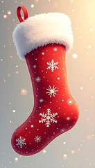 Festive Red Christmas Stocking with Snowflake &ndash; HD