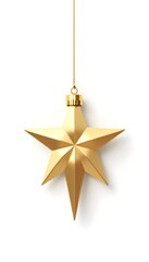 Golden Star Ornament Hanging Against White &ndash; HD
