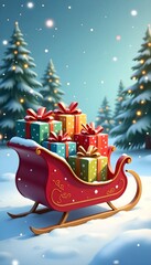 Festive Sleigh Carrying Colorful Wrapped Presents &ndash; HD