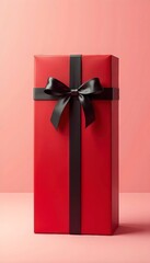 Tall Red Gift Box with Black Ribbon &ndash; Vertical HD