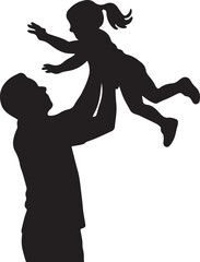 Silhouette of Parent Lifting Child Against Gradient
