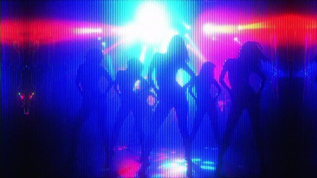 4K Concert crowd silhouette animation, stage light strobe performance overlay, dynamic dance movement visual effect layer for music video and live show graphics