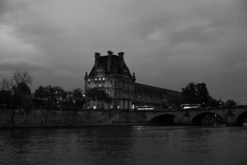 View of the Louvre Museum from the Seine River,