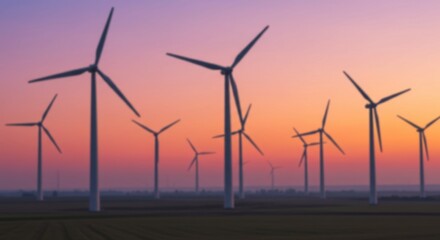 Wind turbine generating electricity in a field at sunset. Renewable energy source for green power production. Clean energy solution concept.