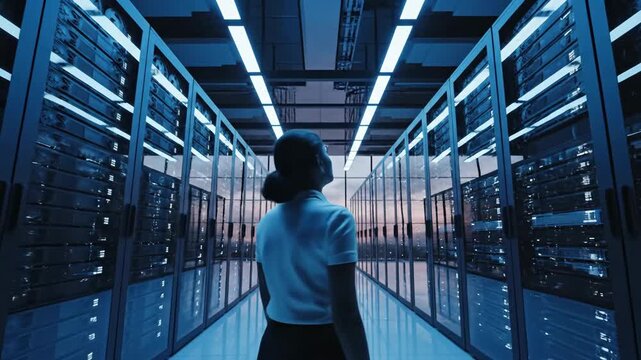 Woman in Data Center - A Glimpse into the Future of Technology.