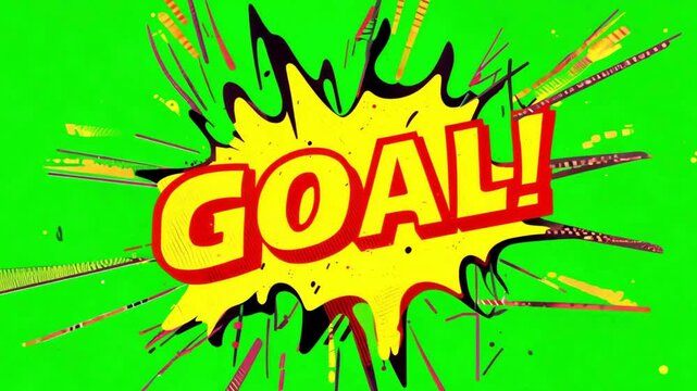 Pop art cartoon sports achievement message for football or soccer videos.