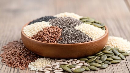 Assorted Healthy Seeds and Grains in Bowl