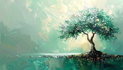 gr&uuml;ner Baum mit Edelsteinen und Glitzer