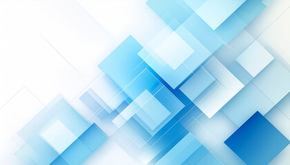 Fototapeta premium Abstract background with overlapping blue and white translucent geometric squares creating a modern digital design.