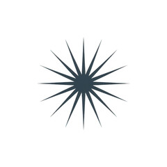 Fototapeta premium Dark Gray Starburst Icon Illustration with Sharp Radiating Lines and Central Circle Isolated on Transparent Background
