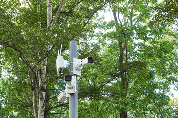 Camera Security Cam Monitor outdoor at public park.