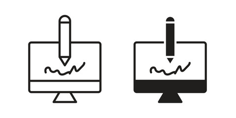 Obraz premium Electronic signature icons for designers, web developers, displays and websites